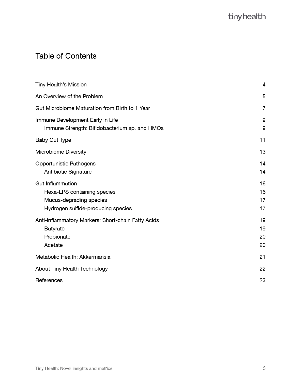 Whitepaper Preview Page for Tiny Health : Novel insights and metrics