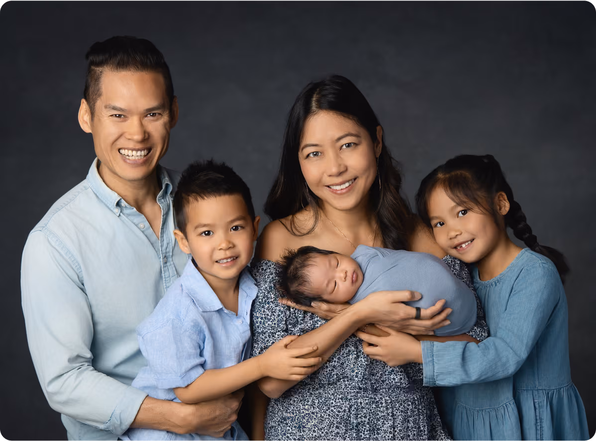 Tiny Health founder Cheryl with her two children, showcasing her personal connection to the company's mission.