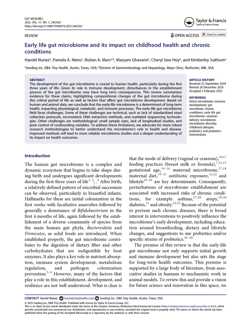 A sample of the early life Gut paper
