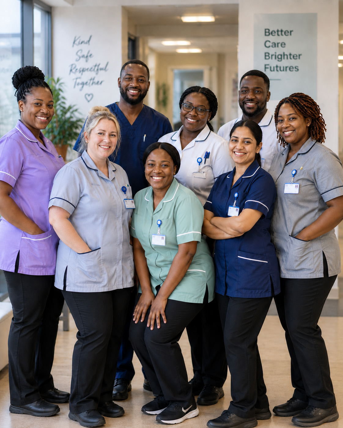 Adult Social Care staff standing together in a care setting