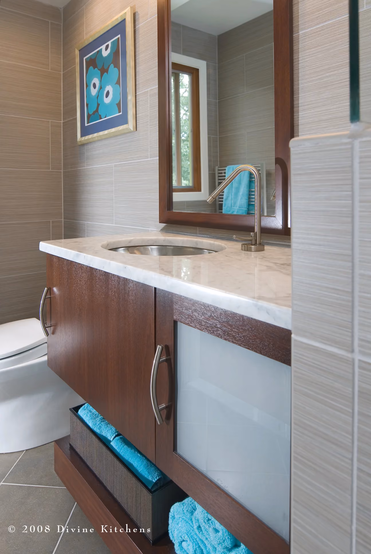 Boston Modern Transitional Colorful Guest Bathroom
