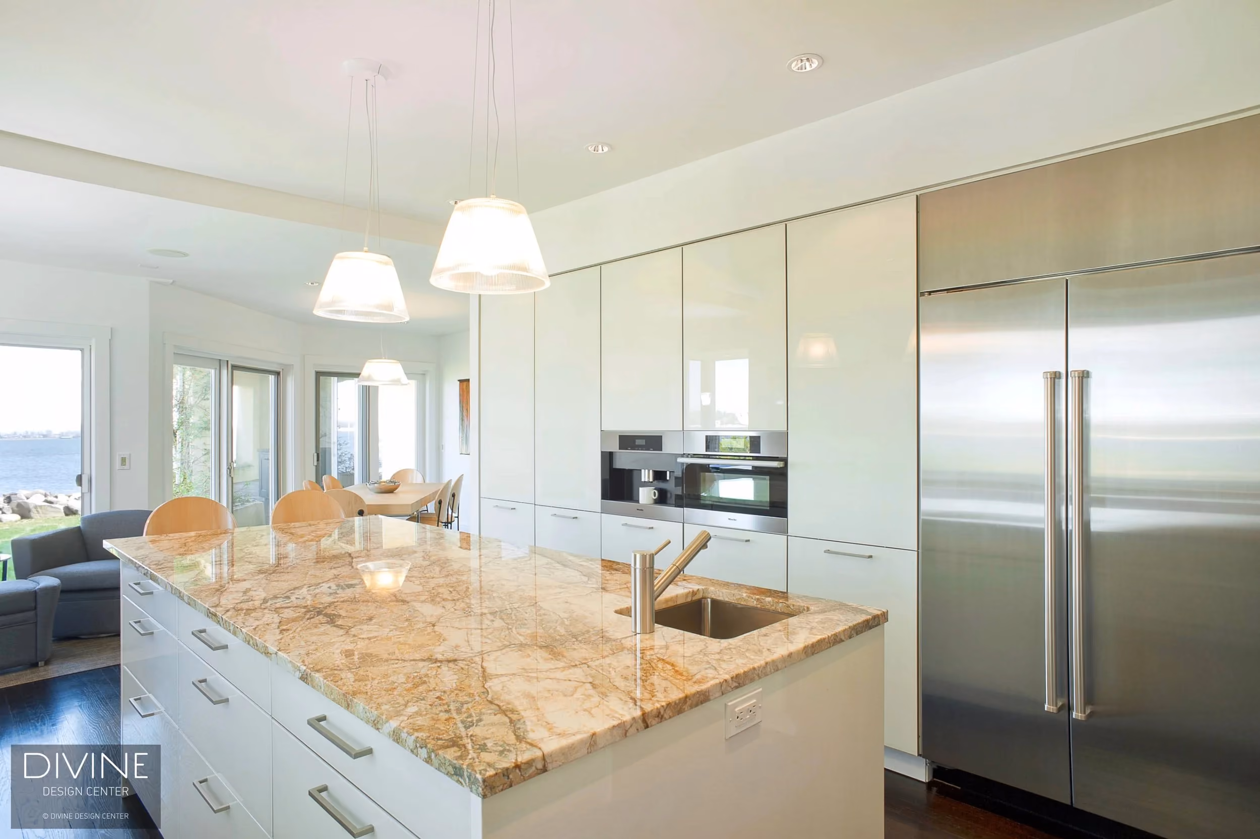 Westchester County Modern Kitchen with Marble Countertops