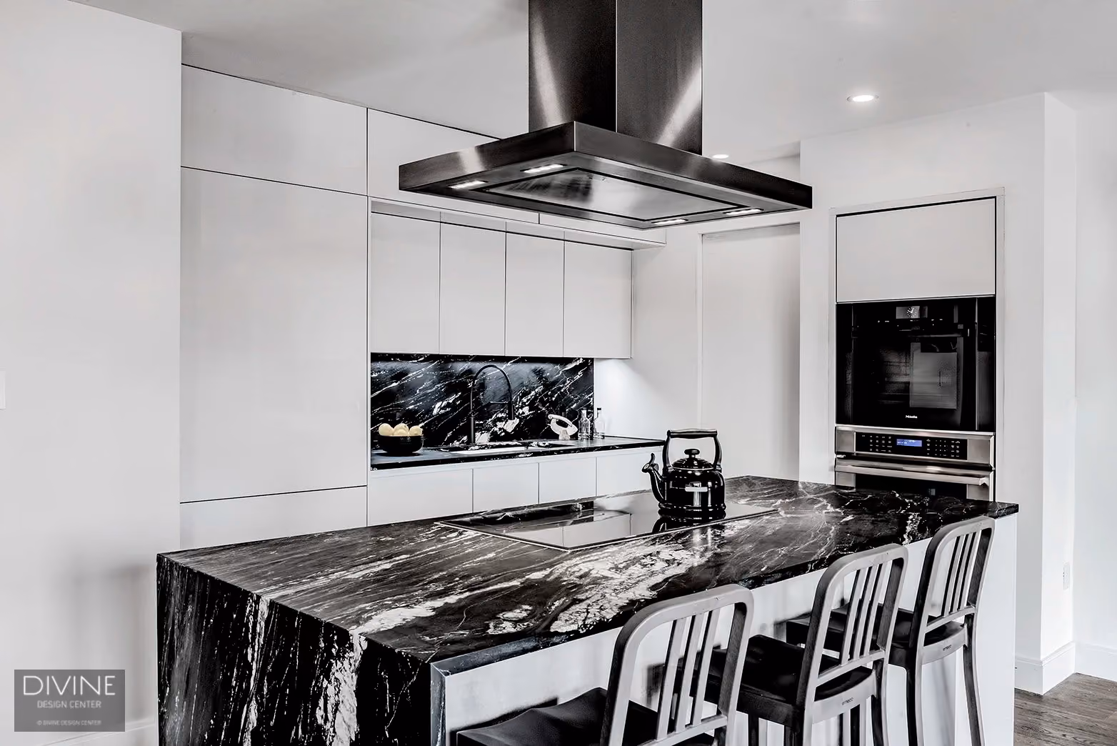 Boston South End Contemporary Kitchen With Slate Countertops