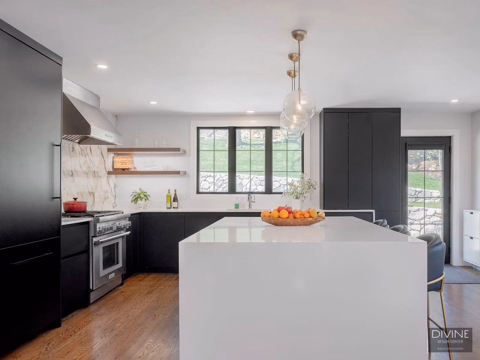 Dramatic Modern Kitchen & Liquor Cabinet in Waban, MA