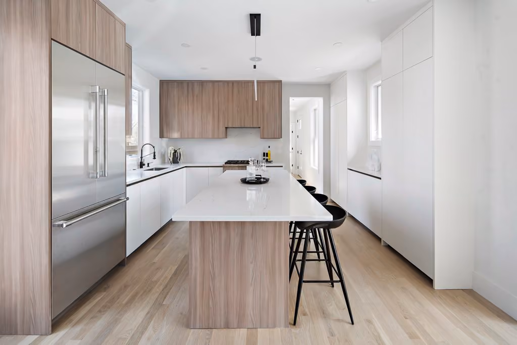 Two-Tone Functional Modern Kitchen in Newton, MA