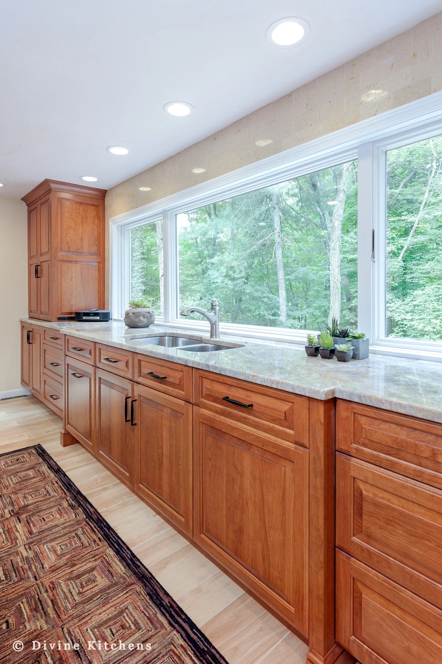 Boston MetroWest Traditional Cherry Kitchen Big Windows