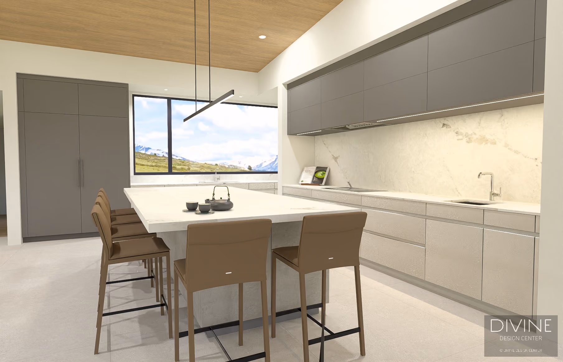Family Ranch: kitchen preliminary design drawing in Jackson Hole, Wyoming, by Divine Design Center (view 2)