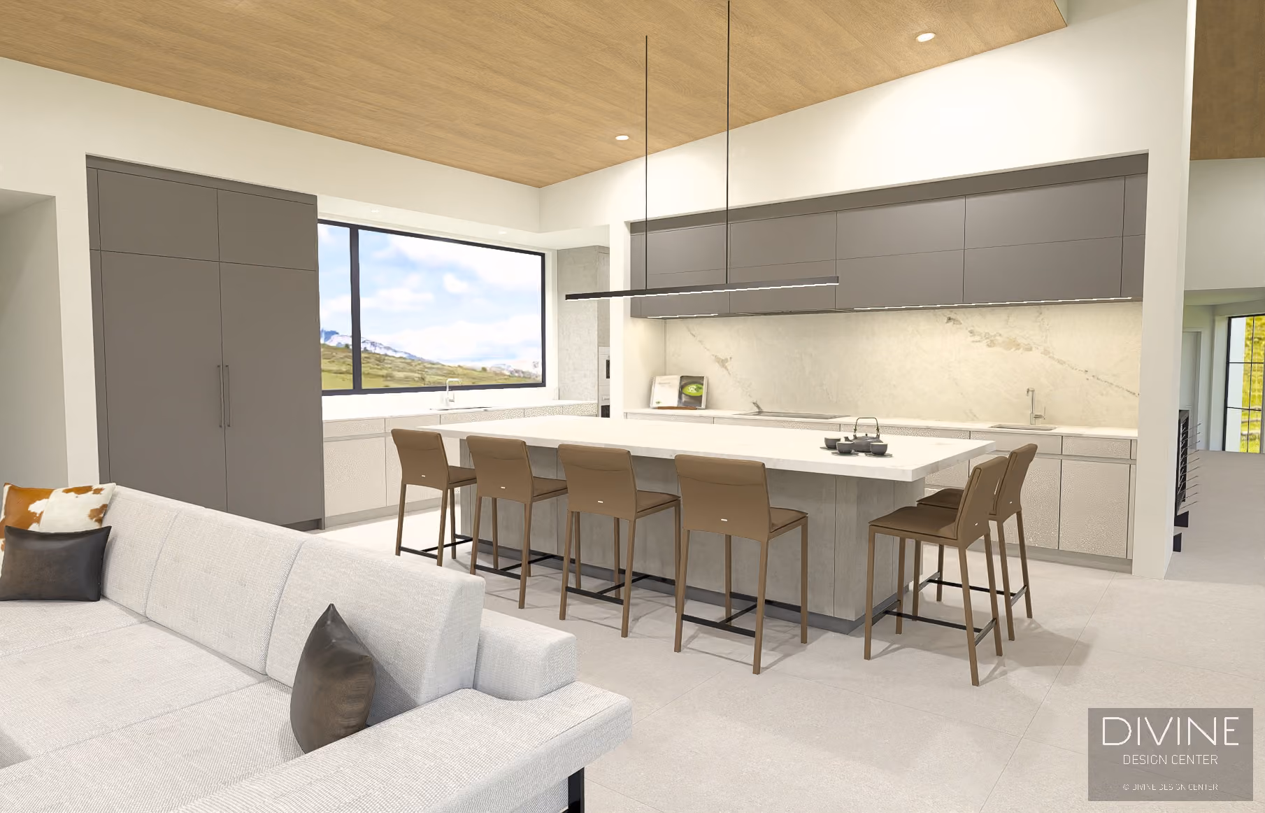 Family Ranch: kitchen preliminary design drawing in Jackson Hole, Wyoming, by Divine Design Center (view 4)