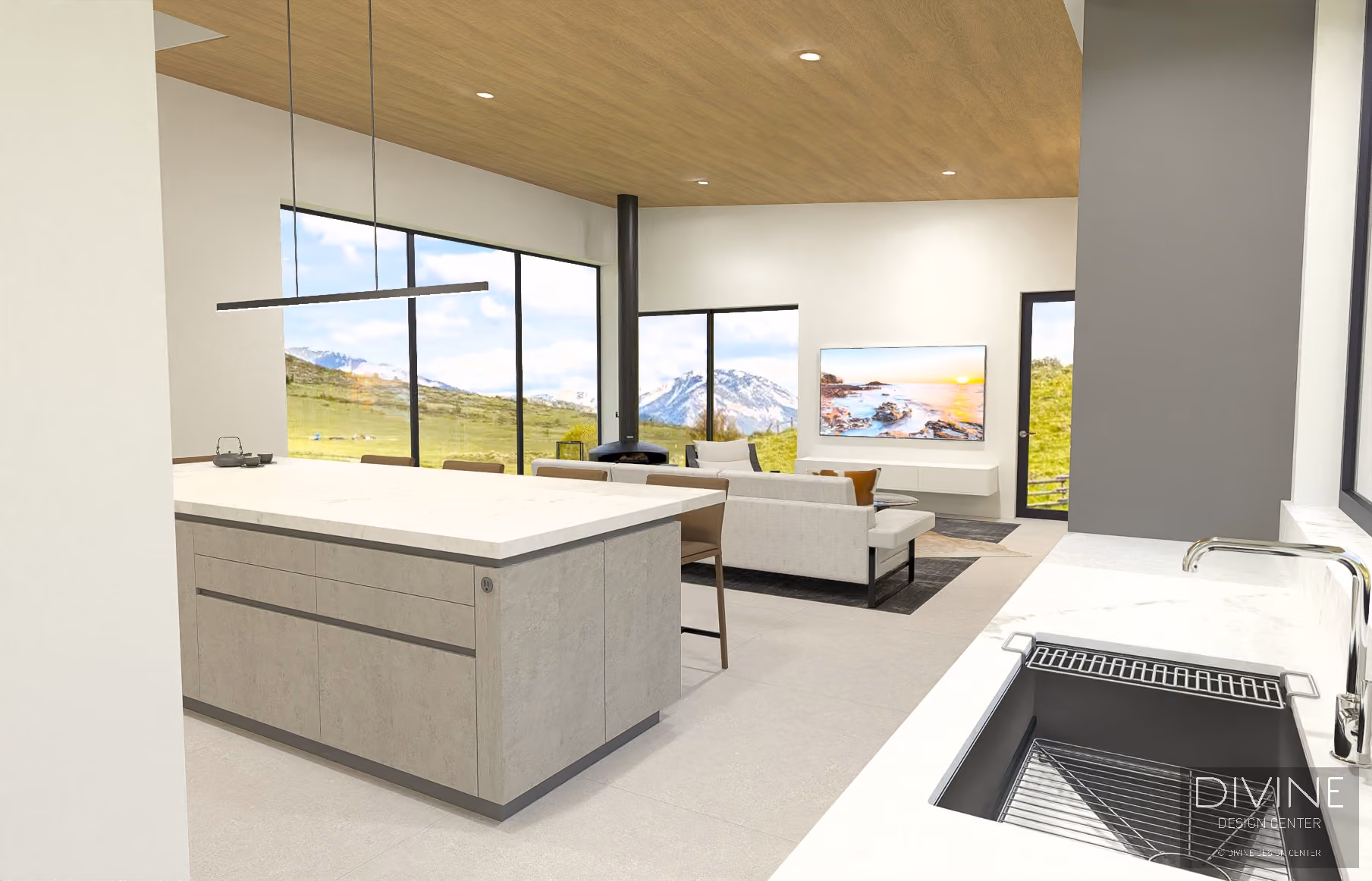 Family Ranch: kitchen preliminary design drawing in Jackson Hole, Wyoming, by Divine Design Center (view 10)
