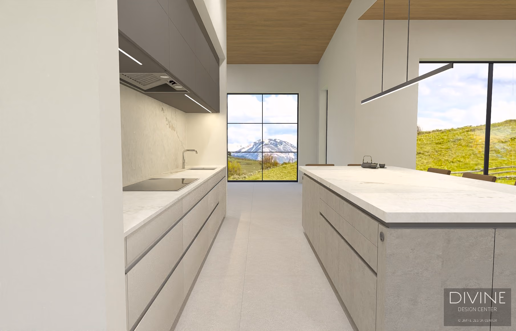 Family Ranch: kitchen preliminary design drawing in Jackson Hole, Wyoming, by Divine Design Center (view 11)