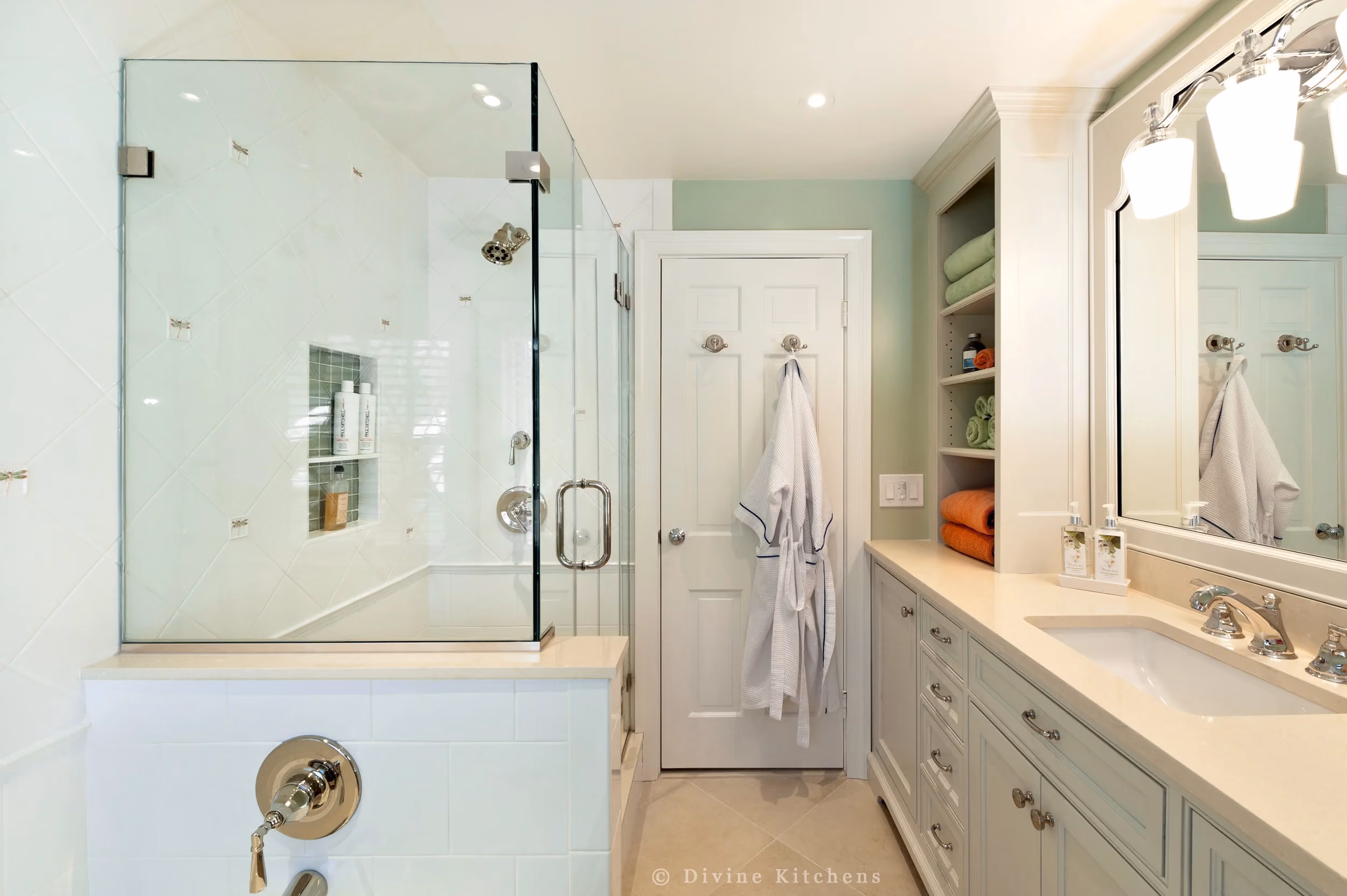 Wellesley Transitional Bathroom, by Divine Design Center