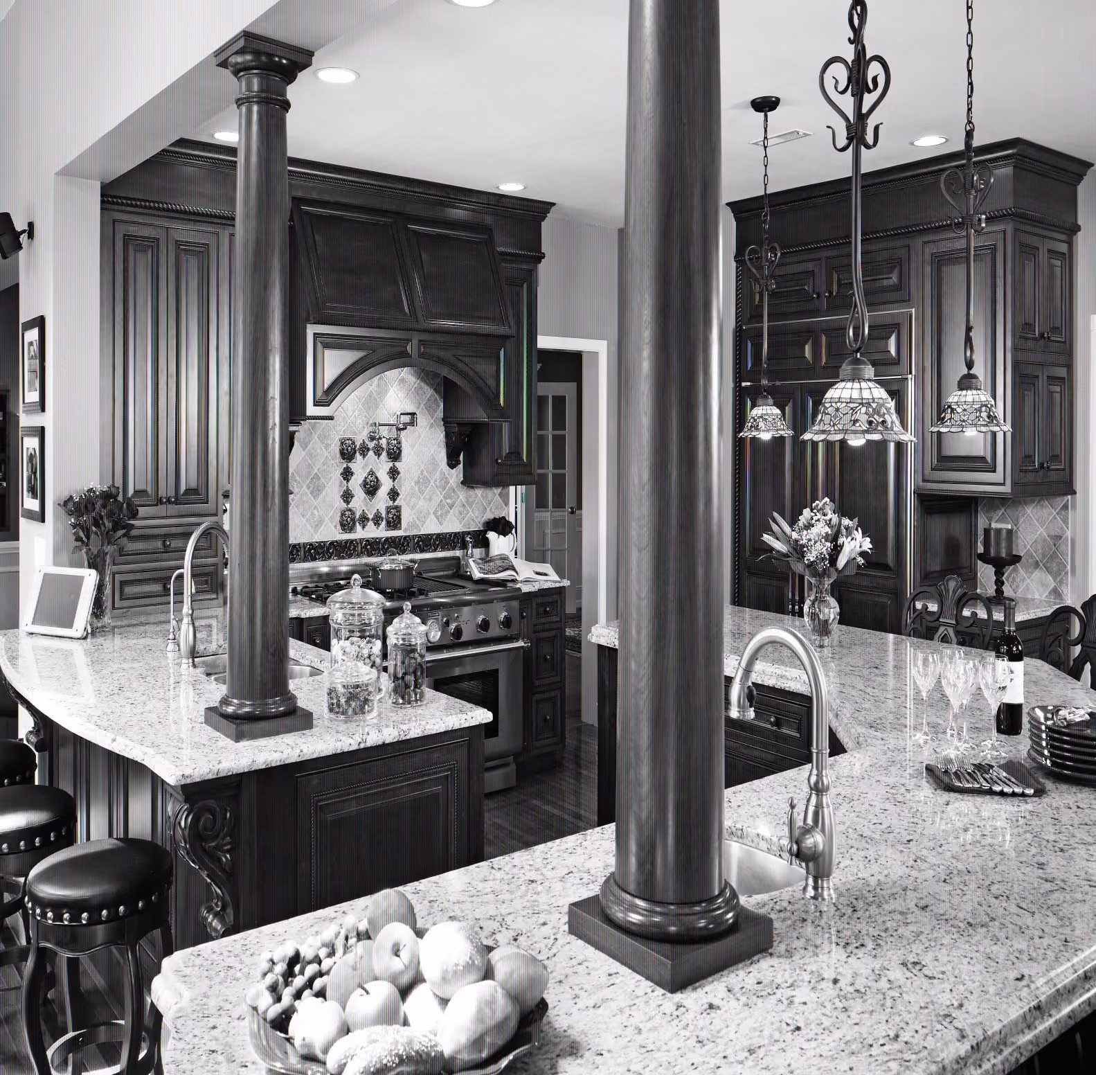 Black & White Traditional Kitchen, by Divine Design Center