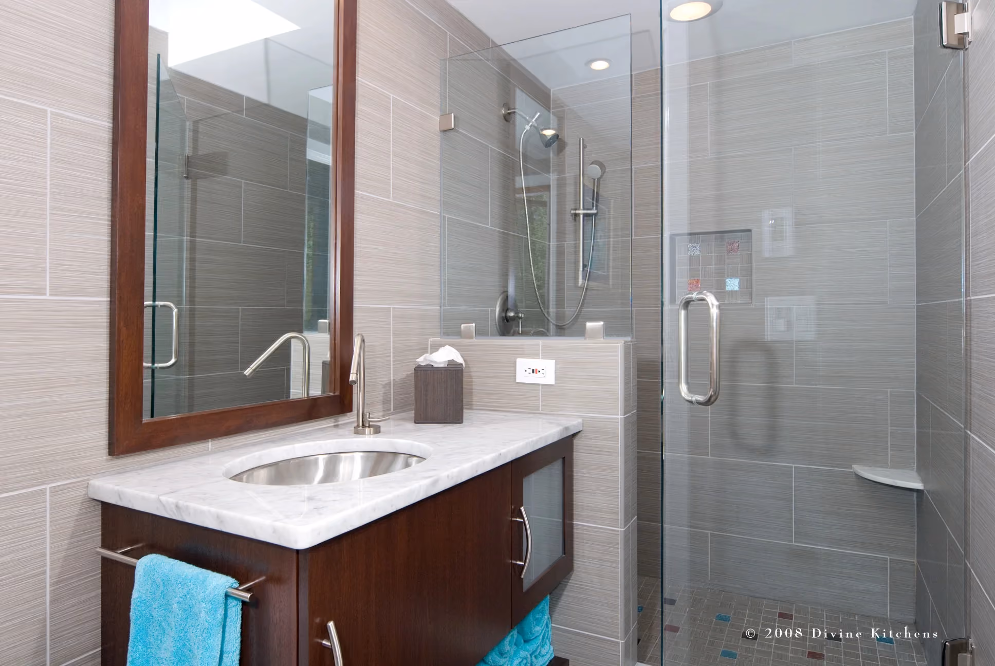 Boston Modern Transitional Colorful Guest Bathroom, by Divine Design Center (view 3)
