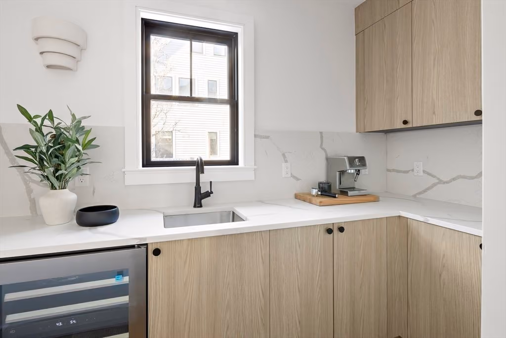 Arched, Wood-Toned Modern Kitchen in Cambridge, by Divine Design Center (view 6)
