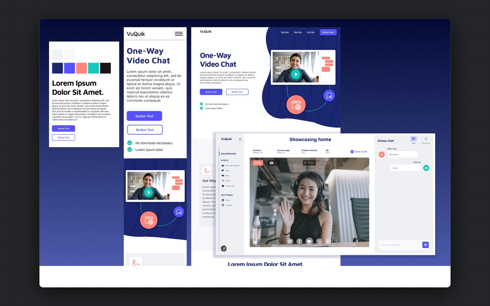 VuQuik — one-way video chat product and brand system