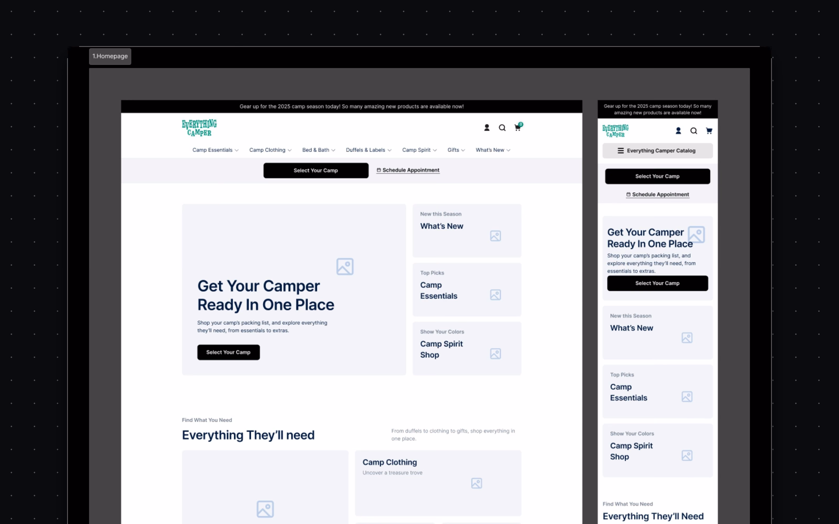 Camp retailer — One store, a hundred packing lists