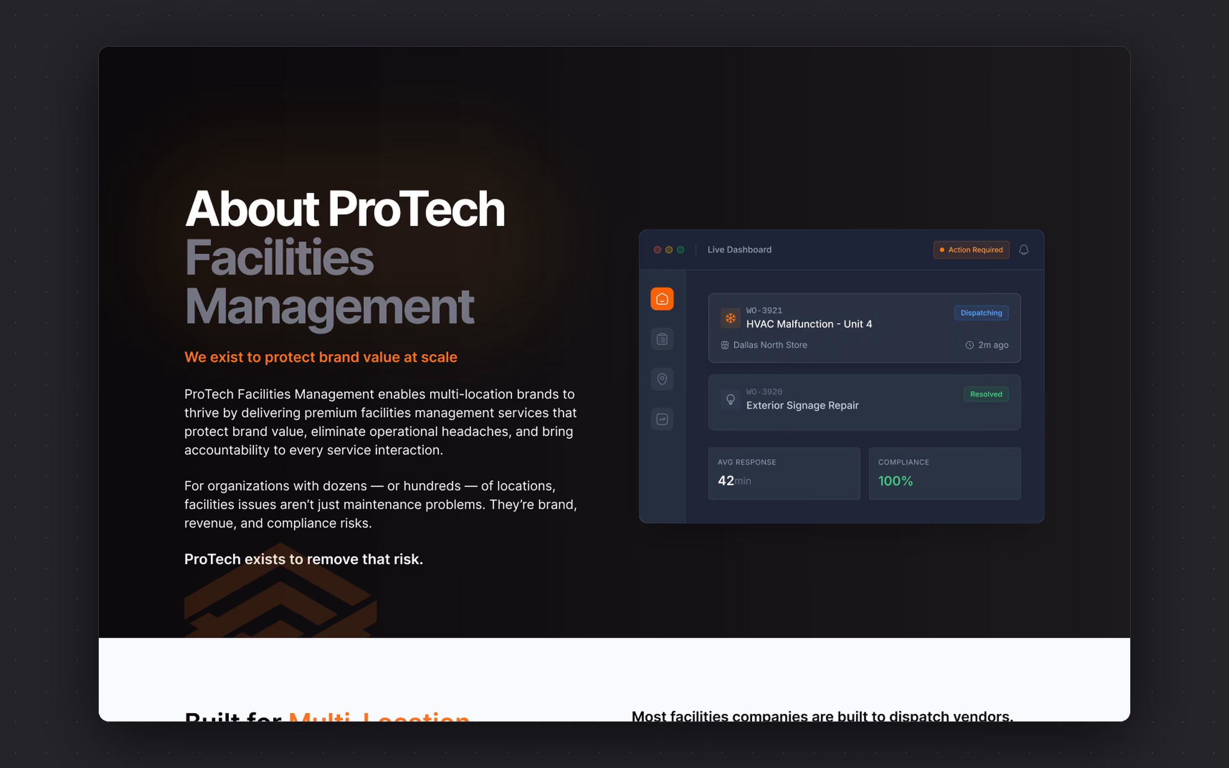 Explain who ProTech is to someone who runs dozens of locations and has been burned by dispatch companies before.