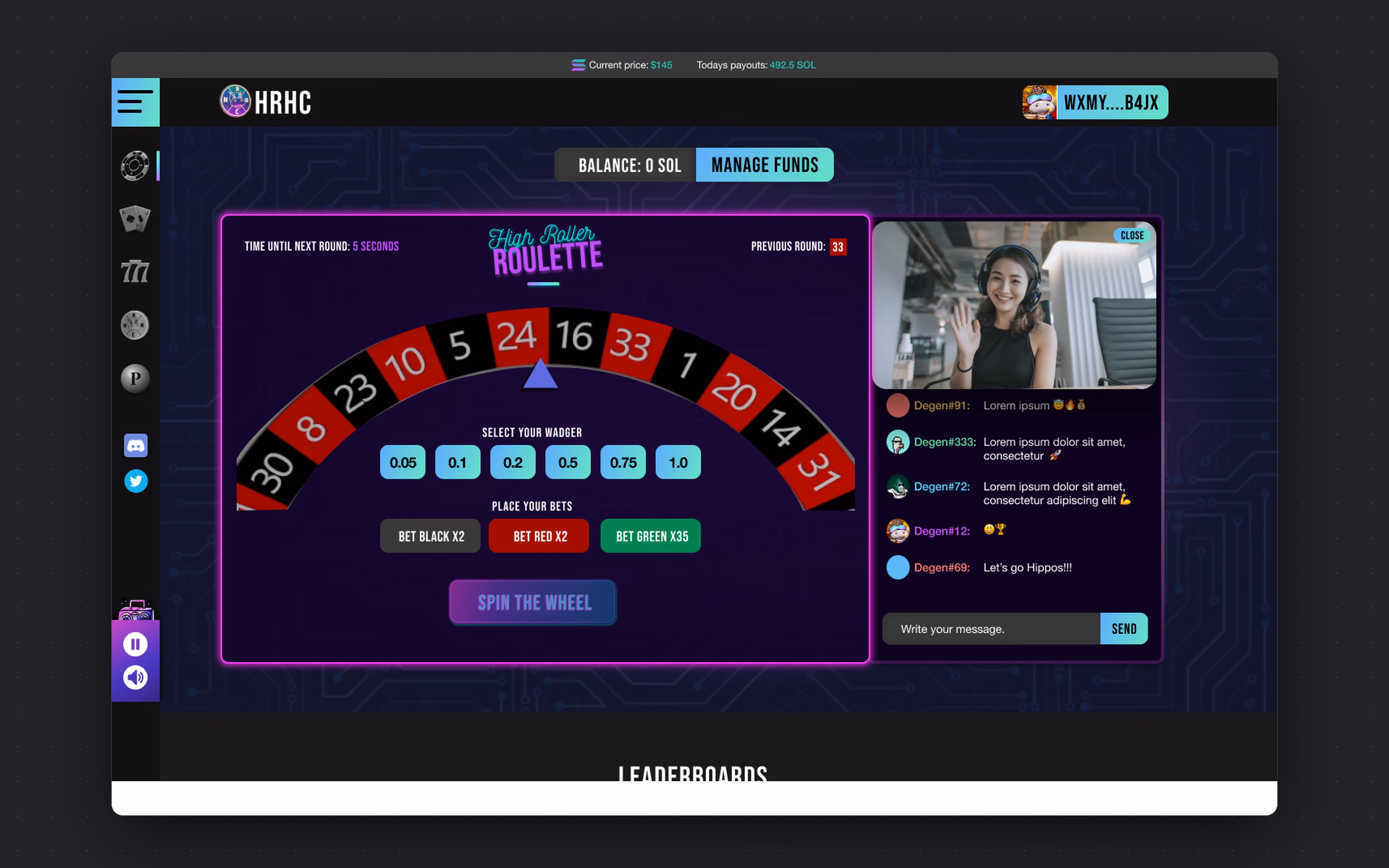 Put the social half of the casino in the same frame as the wager.