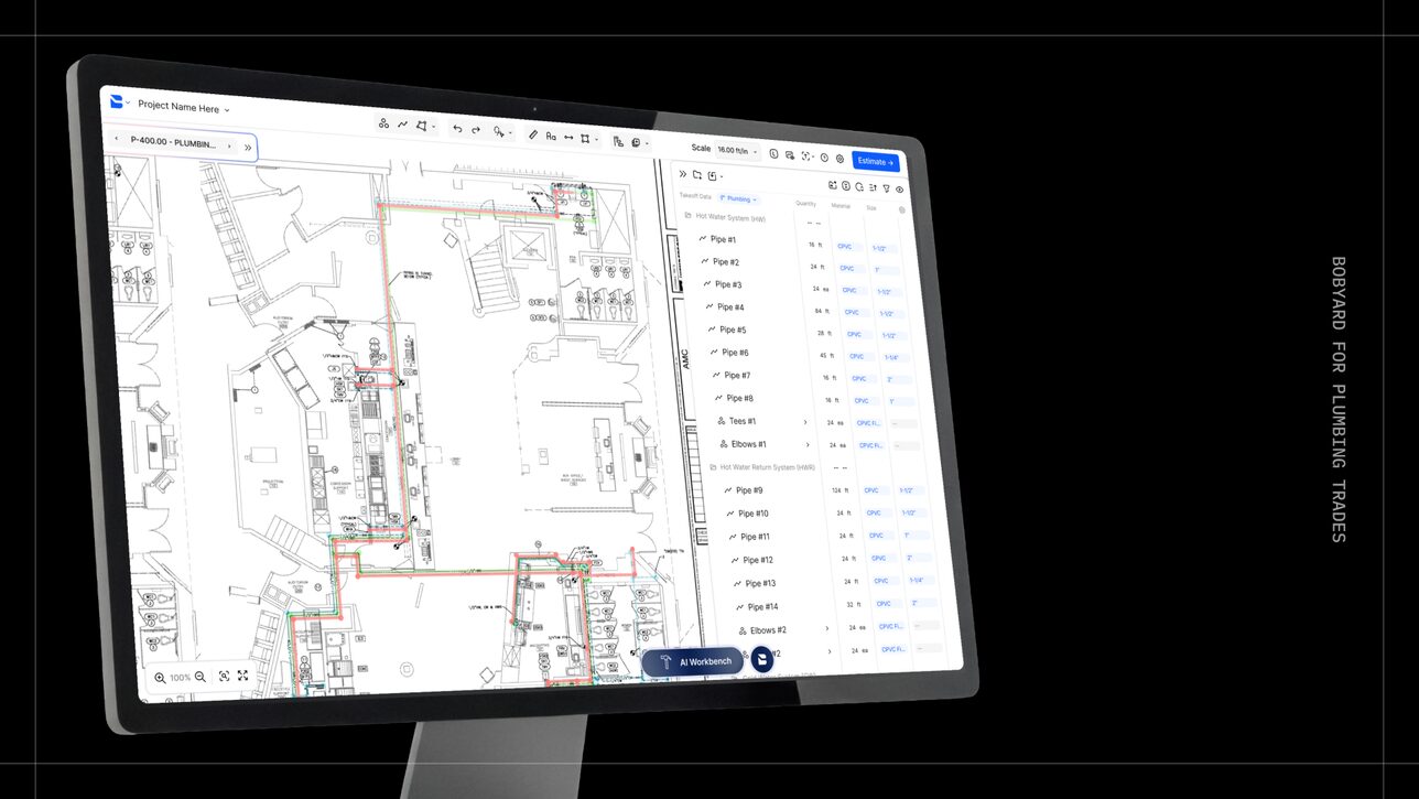 Cut your plumbing takeoff in half with Bobyard Plumbing’s AI-powered suite
