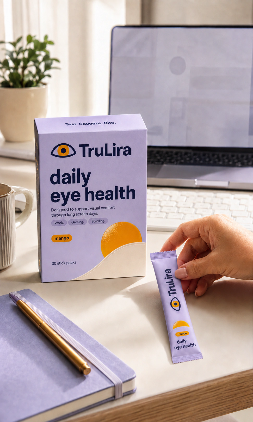 TruLira daily gel stick at your desk.