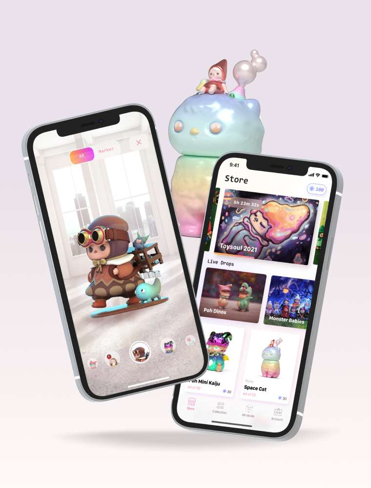 One Little Planet App UI on phone and characters