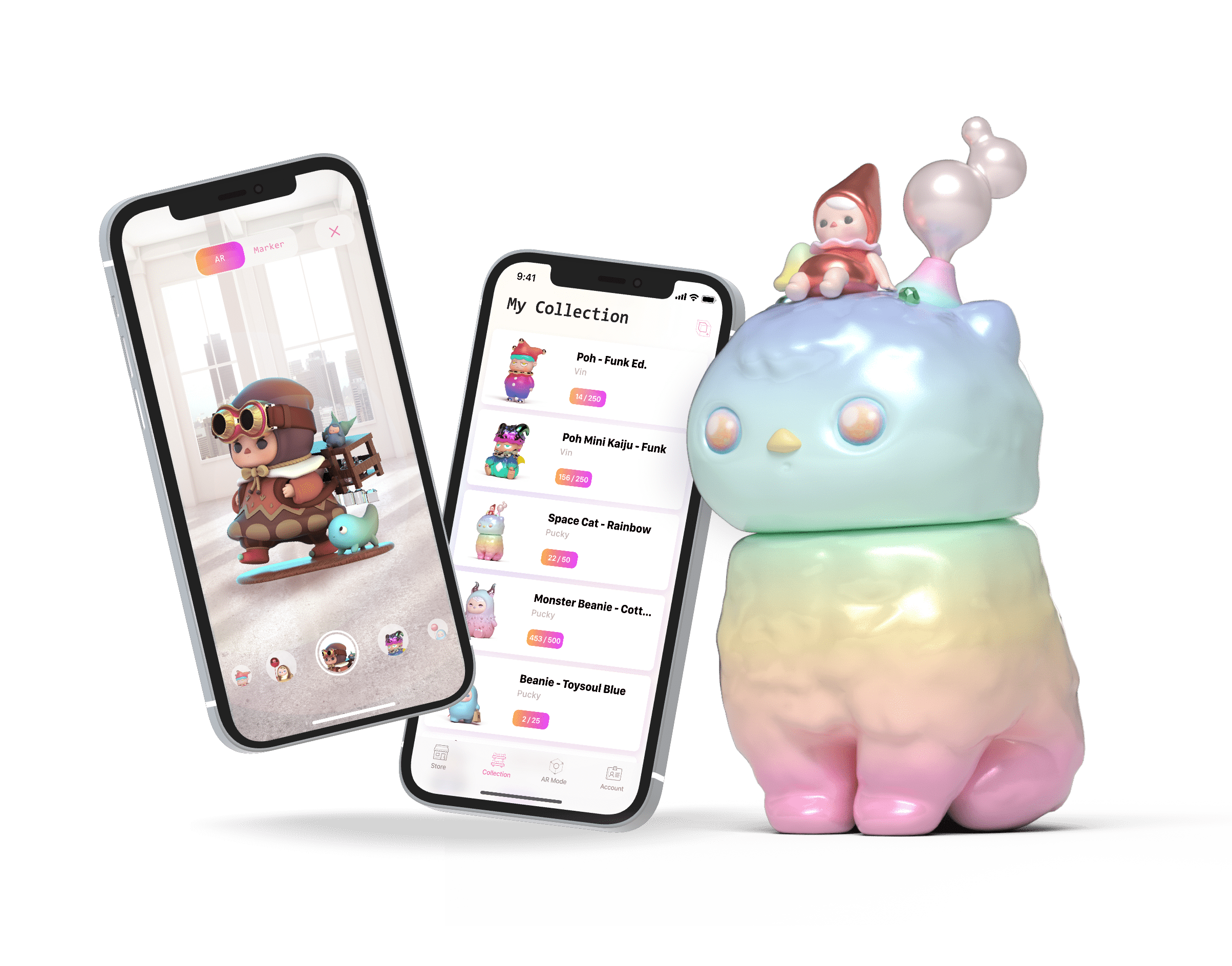 One Little Planet App UI on phone and characters