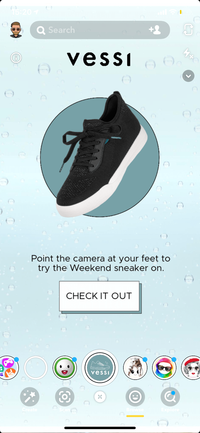 Vessi AR shoe tryout UI