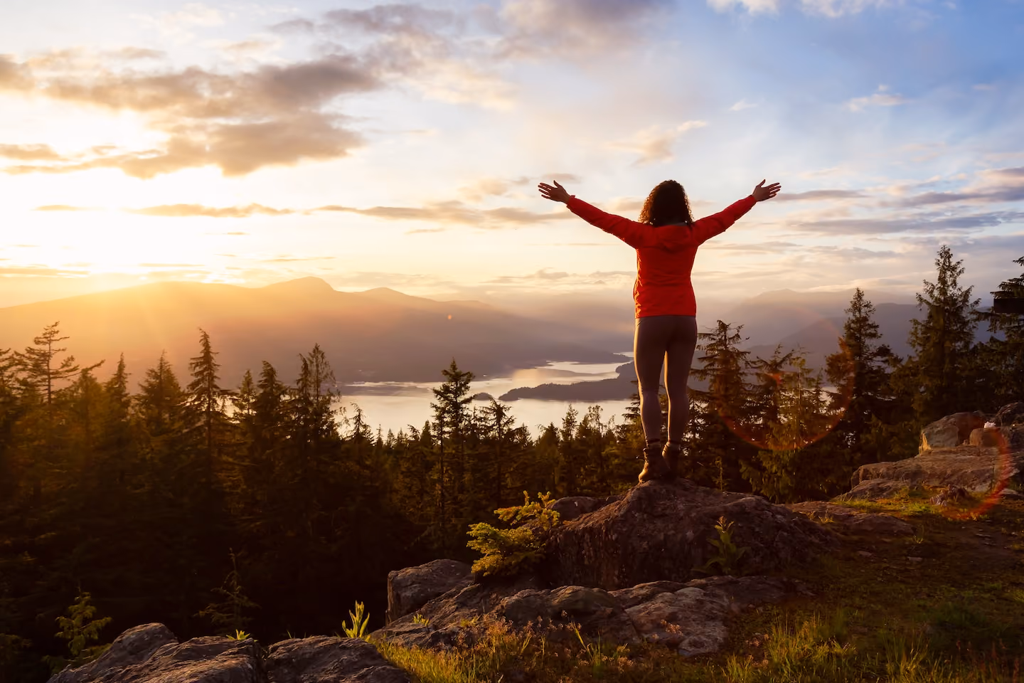 Woman outside hiking