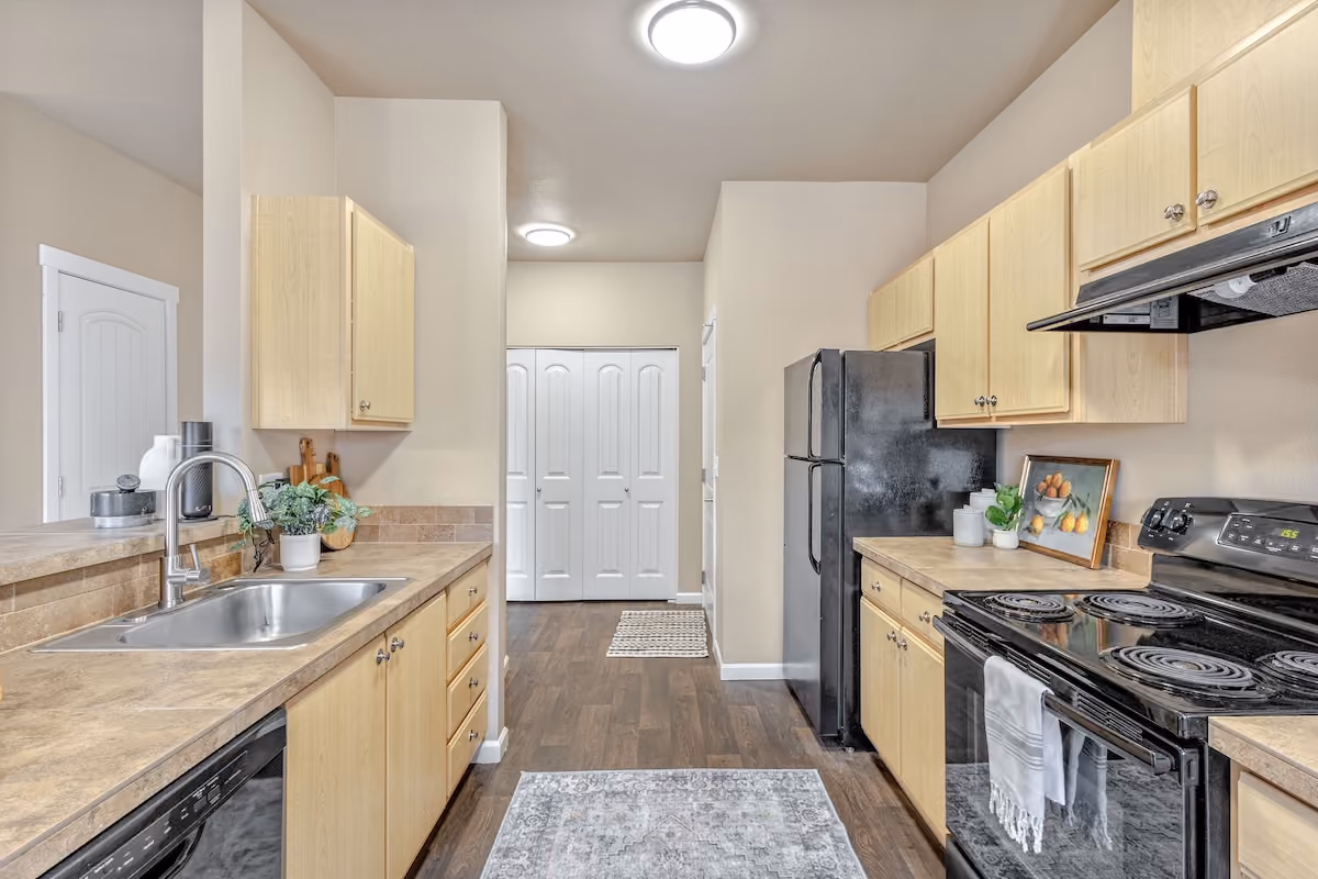 Open layout kitchen at Orchard Ridge in Salem, Oregon