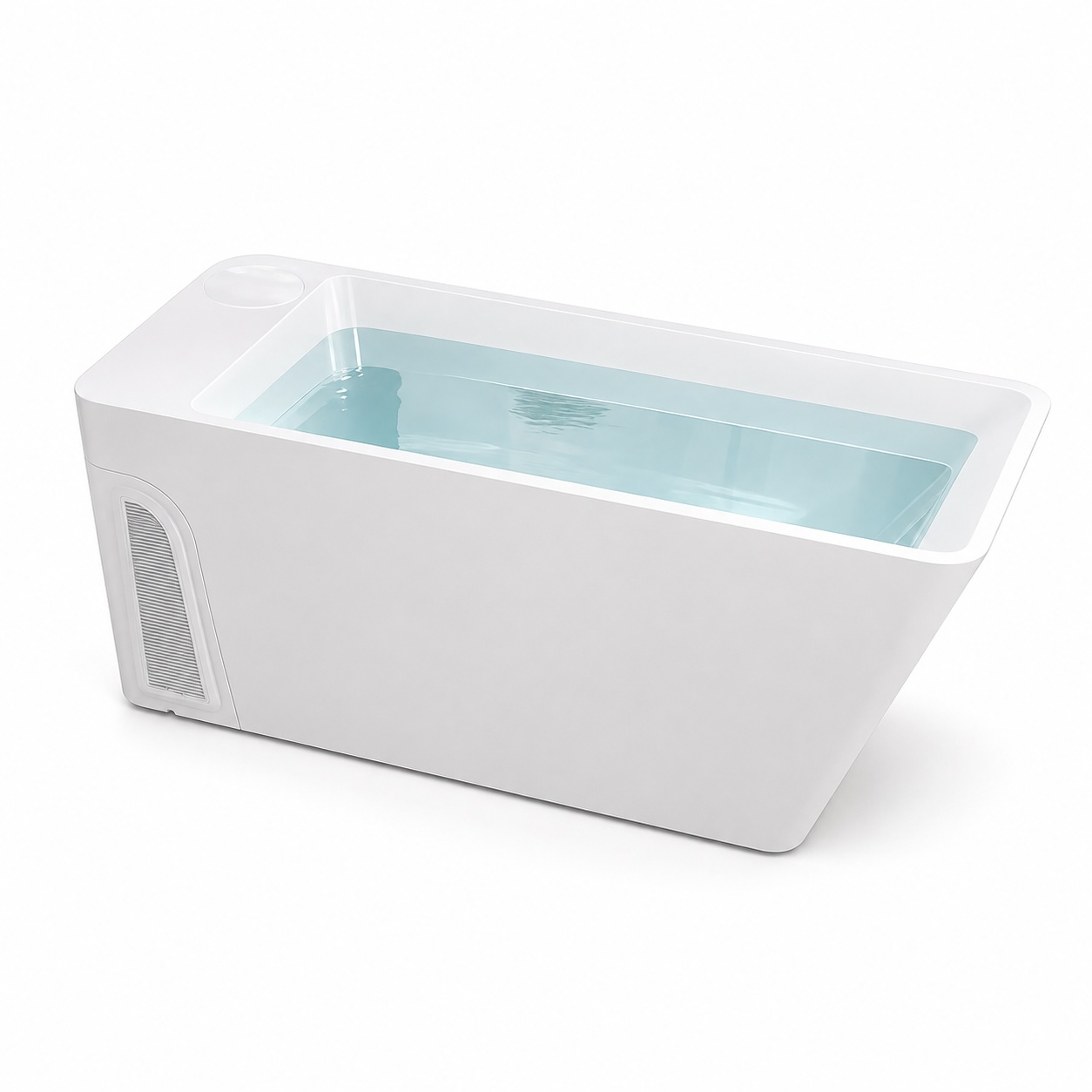 White hard-shell cold plunge tub