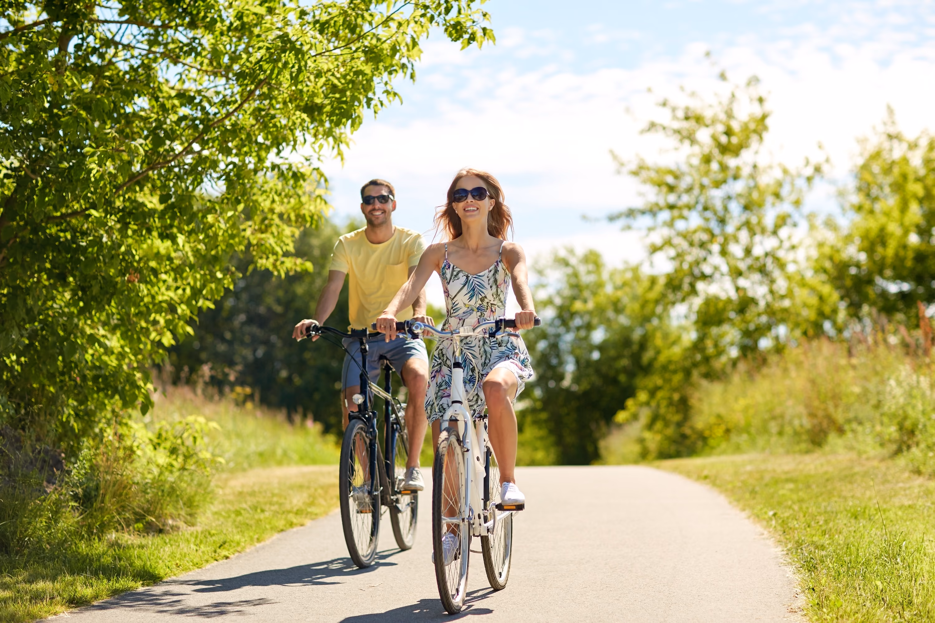 Couple Riding Bikes Stock Image