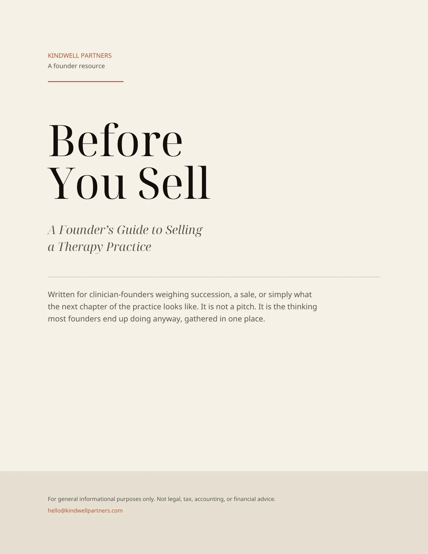 Cover of the Before You Sell guide