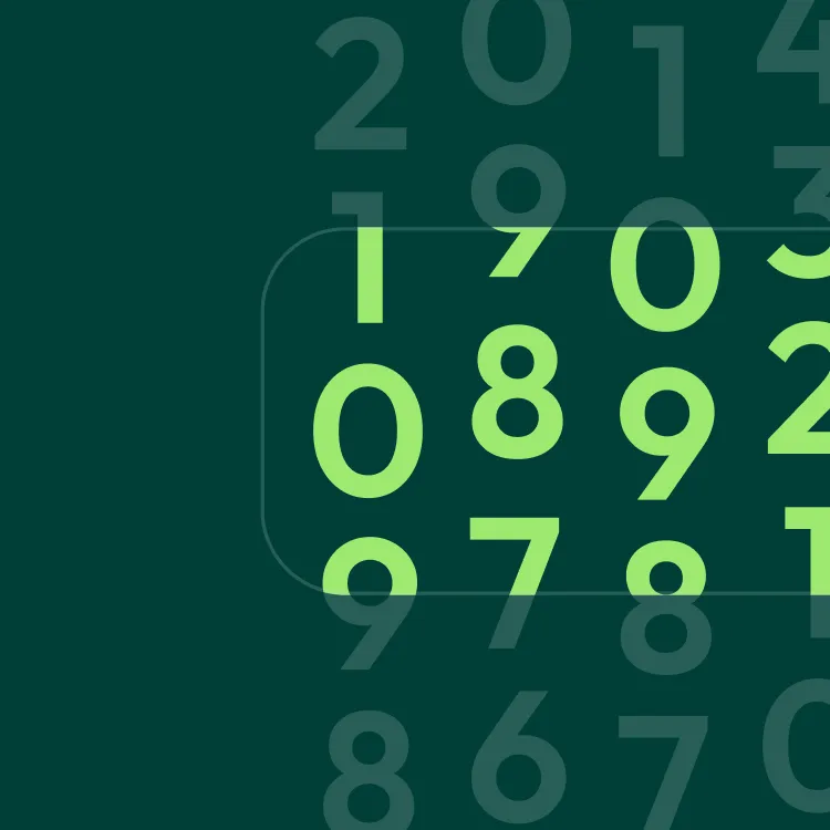 A pattern of large, green numbers arranged in vertical columns on a dark green background, with a translucent rounded rectangle highlighting the middle section containing the digits 1, 0, 8, and 9.