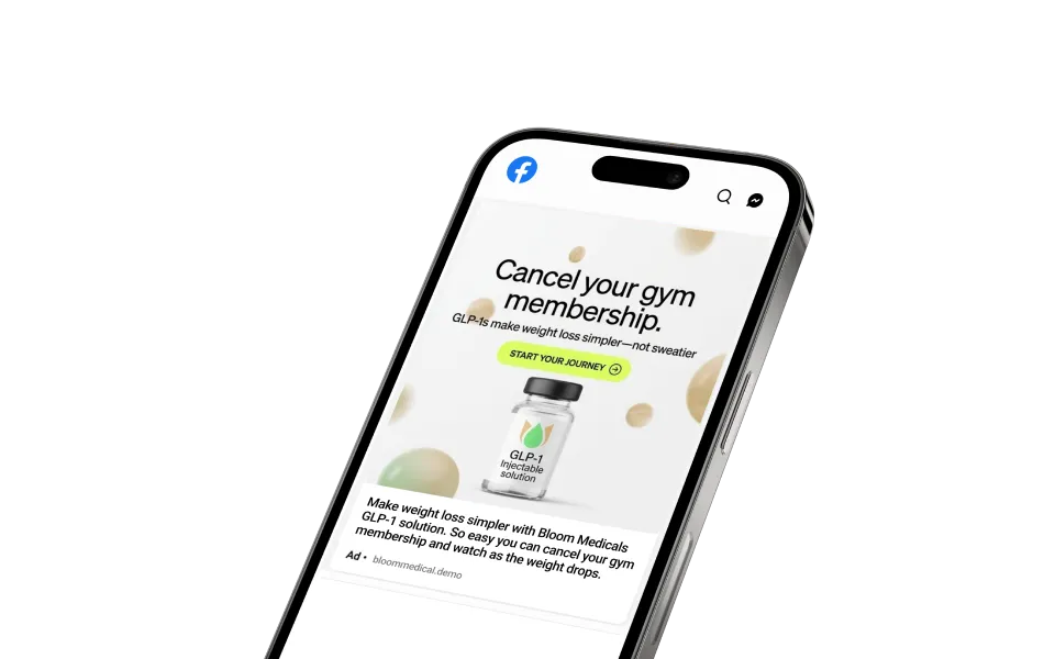 A demo ad for a telehealth company on meta