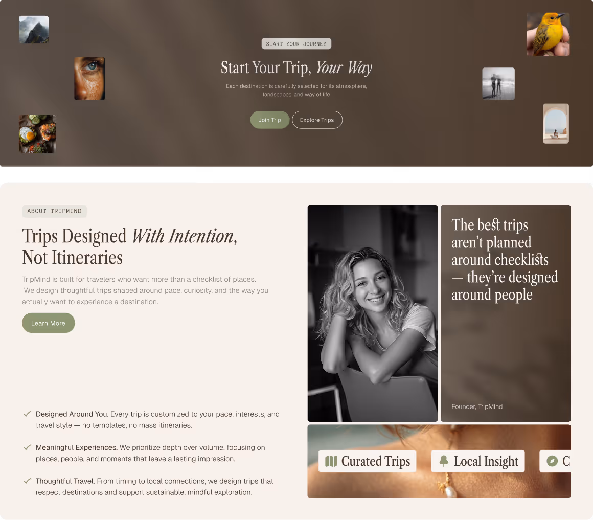 Travel studios & Custom trip Webflow Template