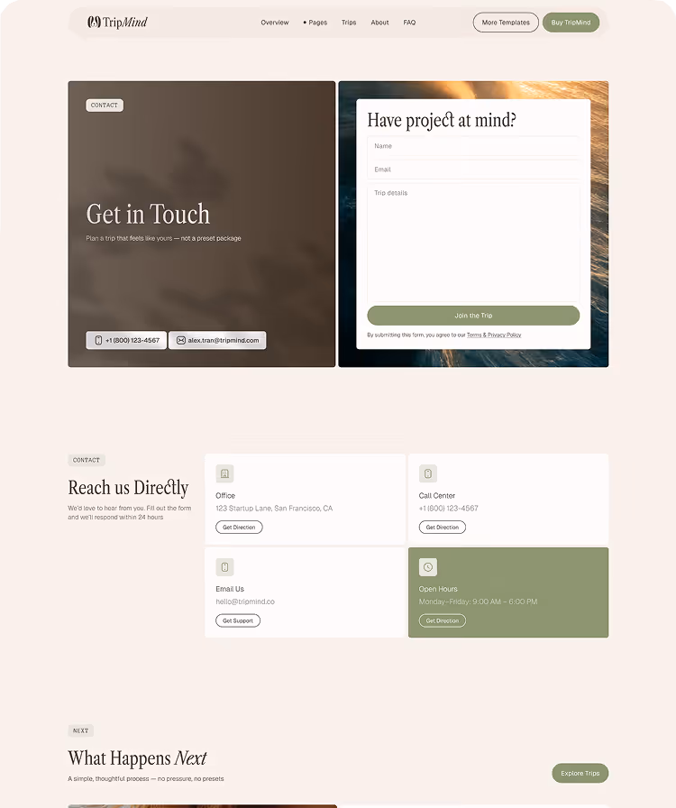 Travel studios & Custom trip Webflow Template