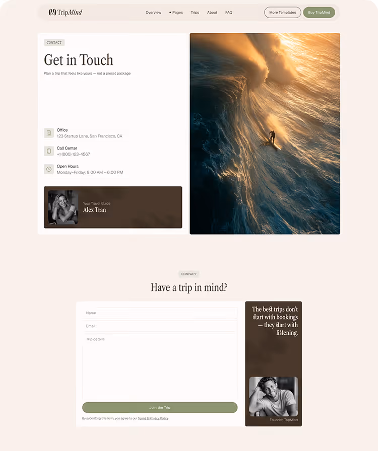 Travel studios & Custom trip Webflow Template