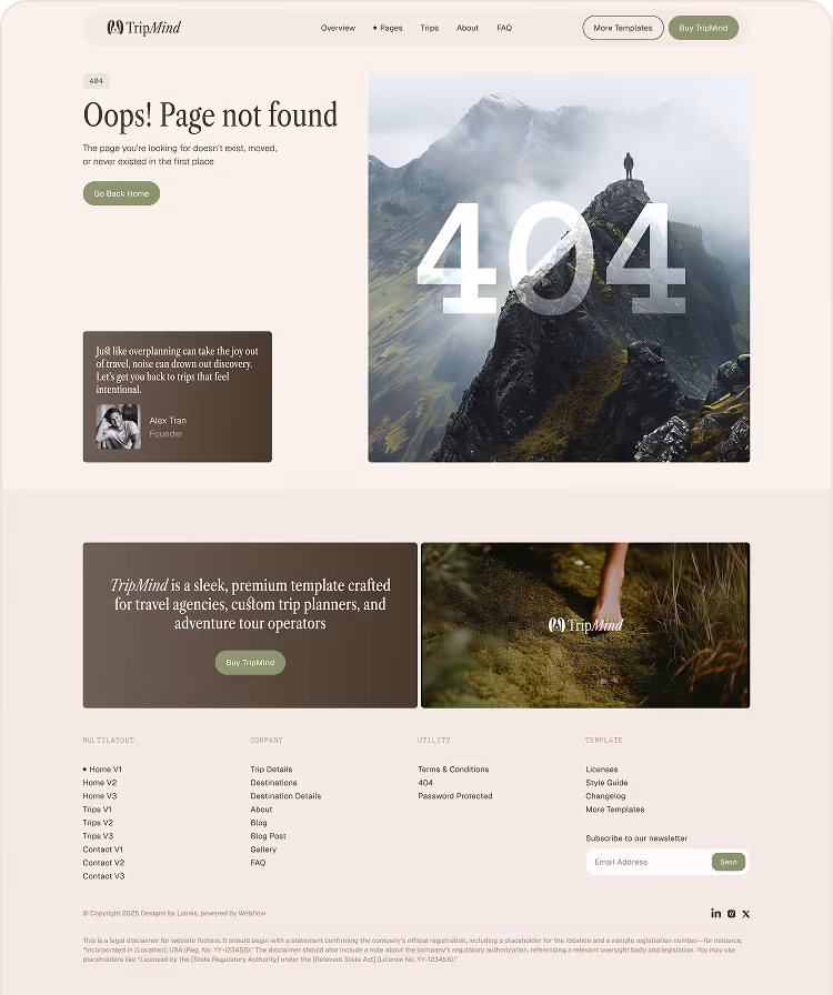 Travel studios & Custom trip Webflow Template