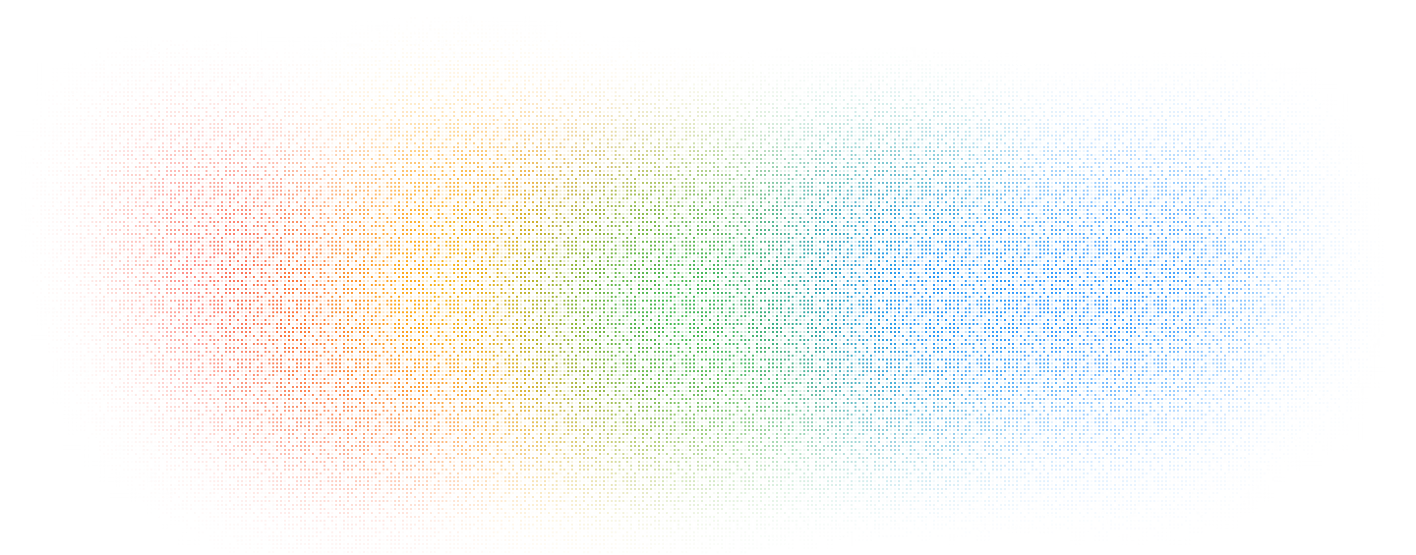 Pixelated, colorful gradient capsule shape transitioning from red to yellow to green to blue on a black background.
