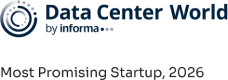 Logo of Data Center World featuring a circular design with a globe and connected nodes, accompanied by the text 'Data Center World, A Technology Group Event'.