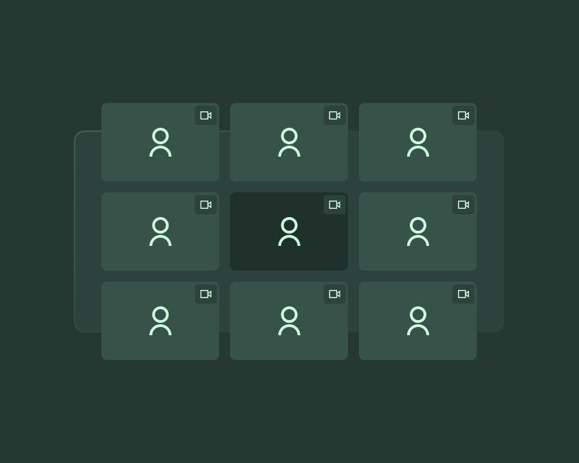 Illustration of a video call grid with nine participant tiles