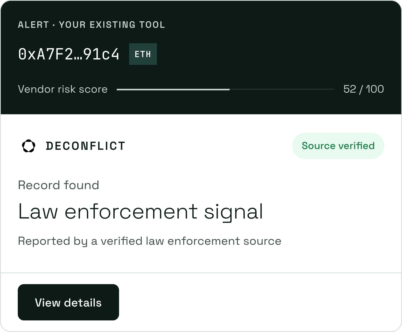 Wallet inquiry with verified Signal intelligence