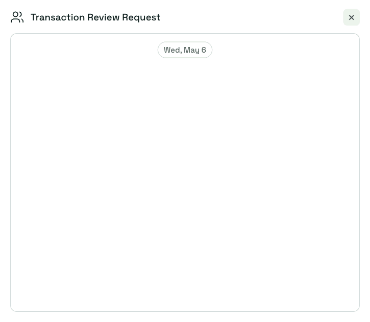 Transaction review request panel