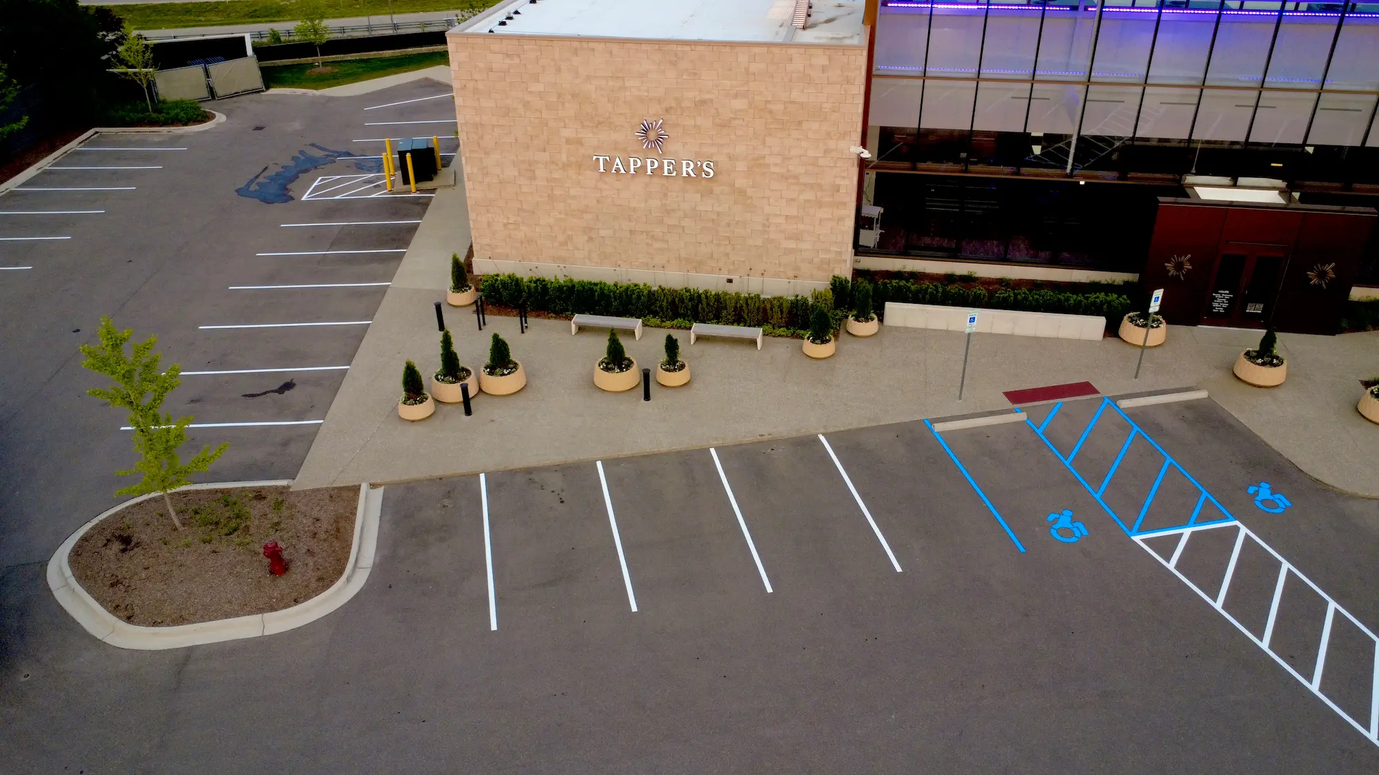 Parking lot striping at a condo complex
