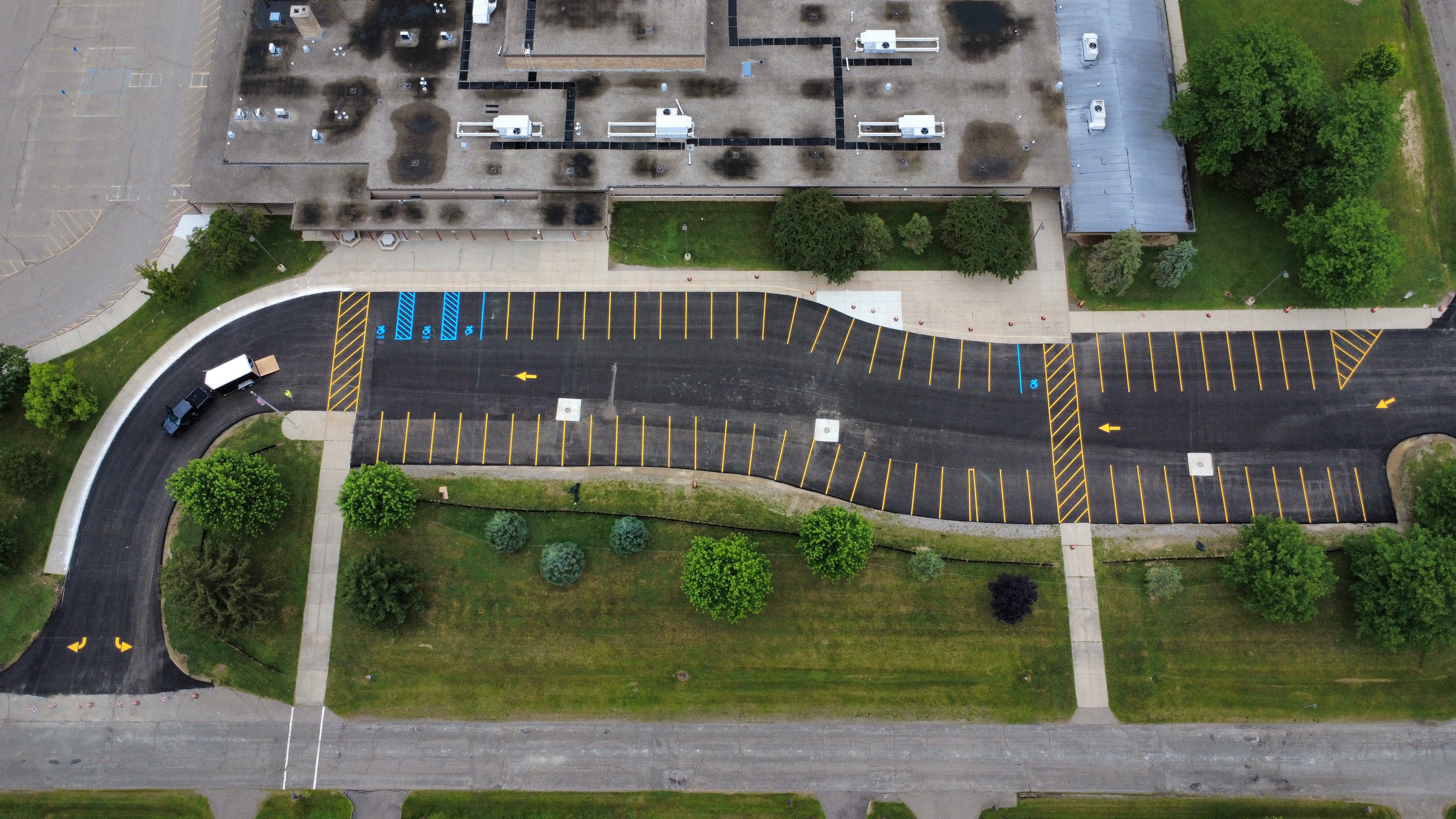Parking lot striping at a church