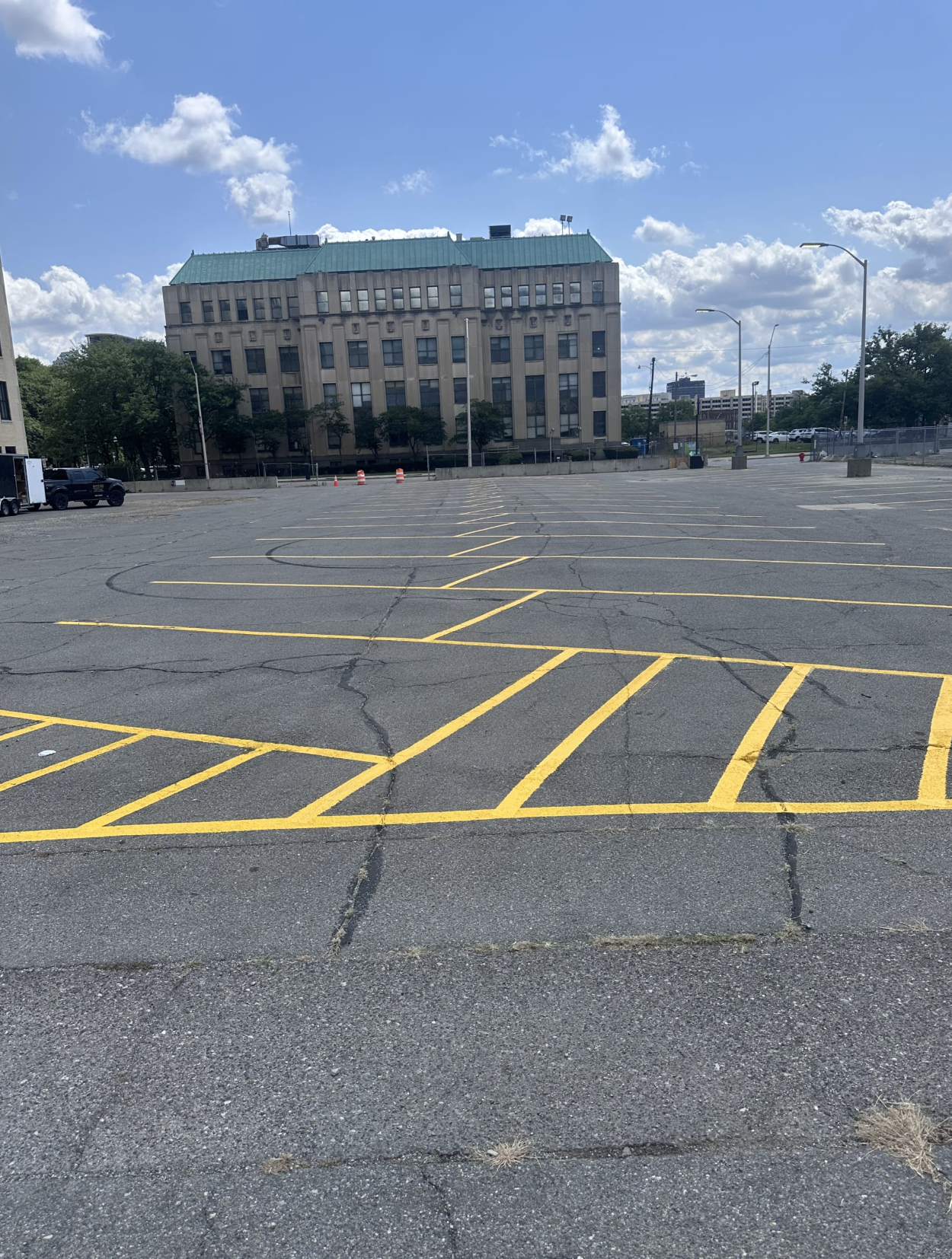 Temple Street parking lot striping