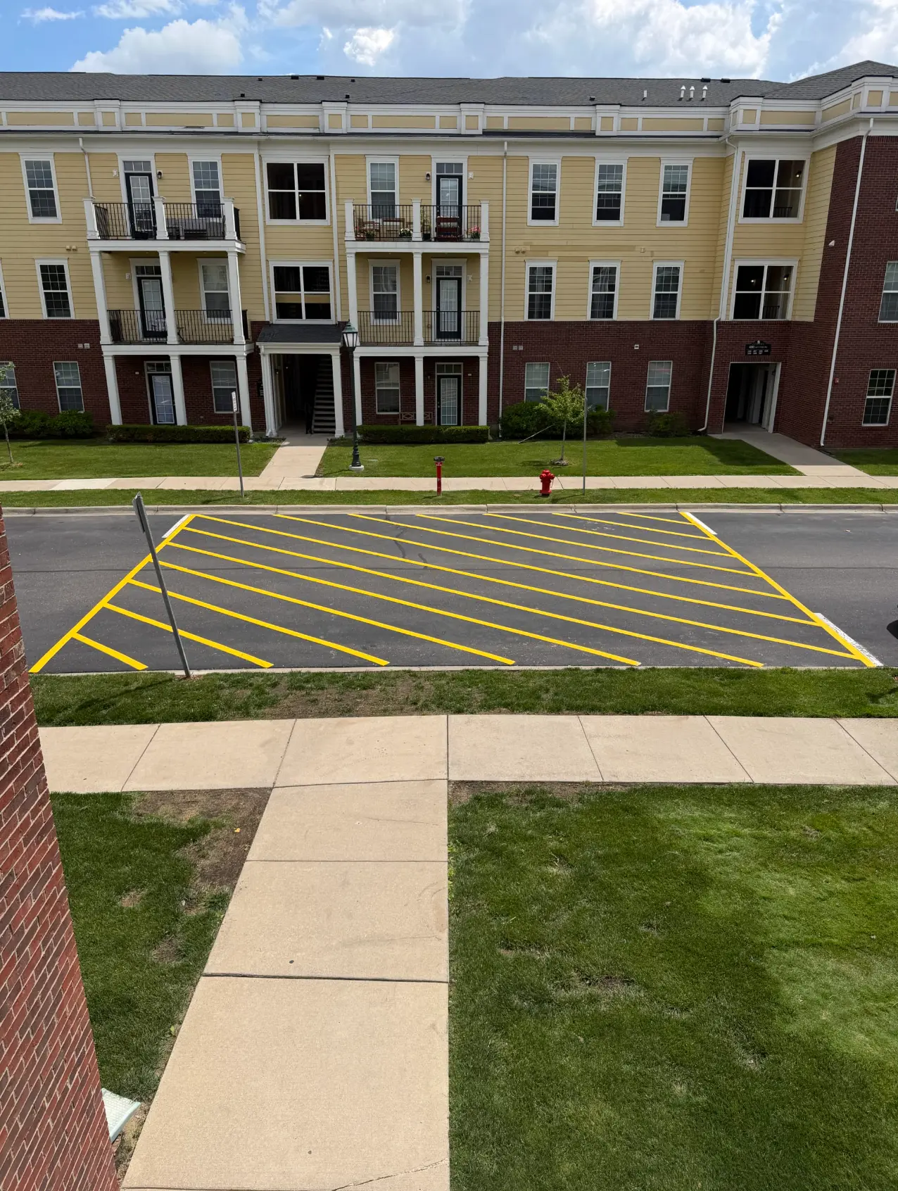Parking lot striping at a distribution center
