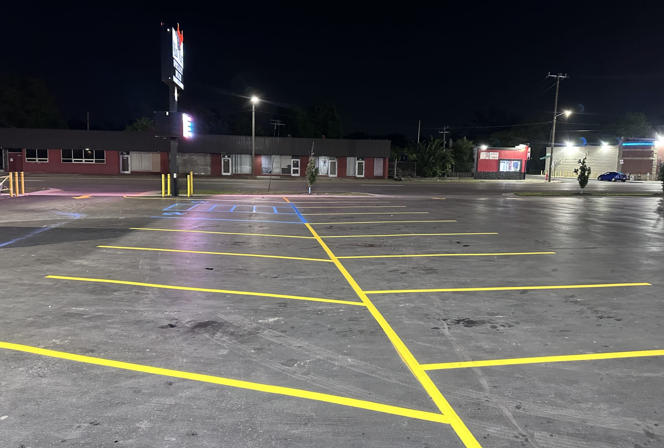 Retail store parking lot striping