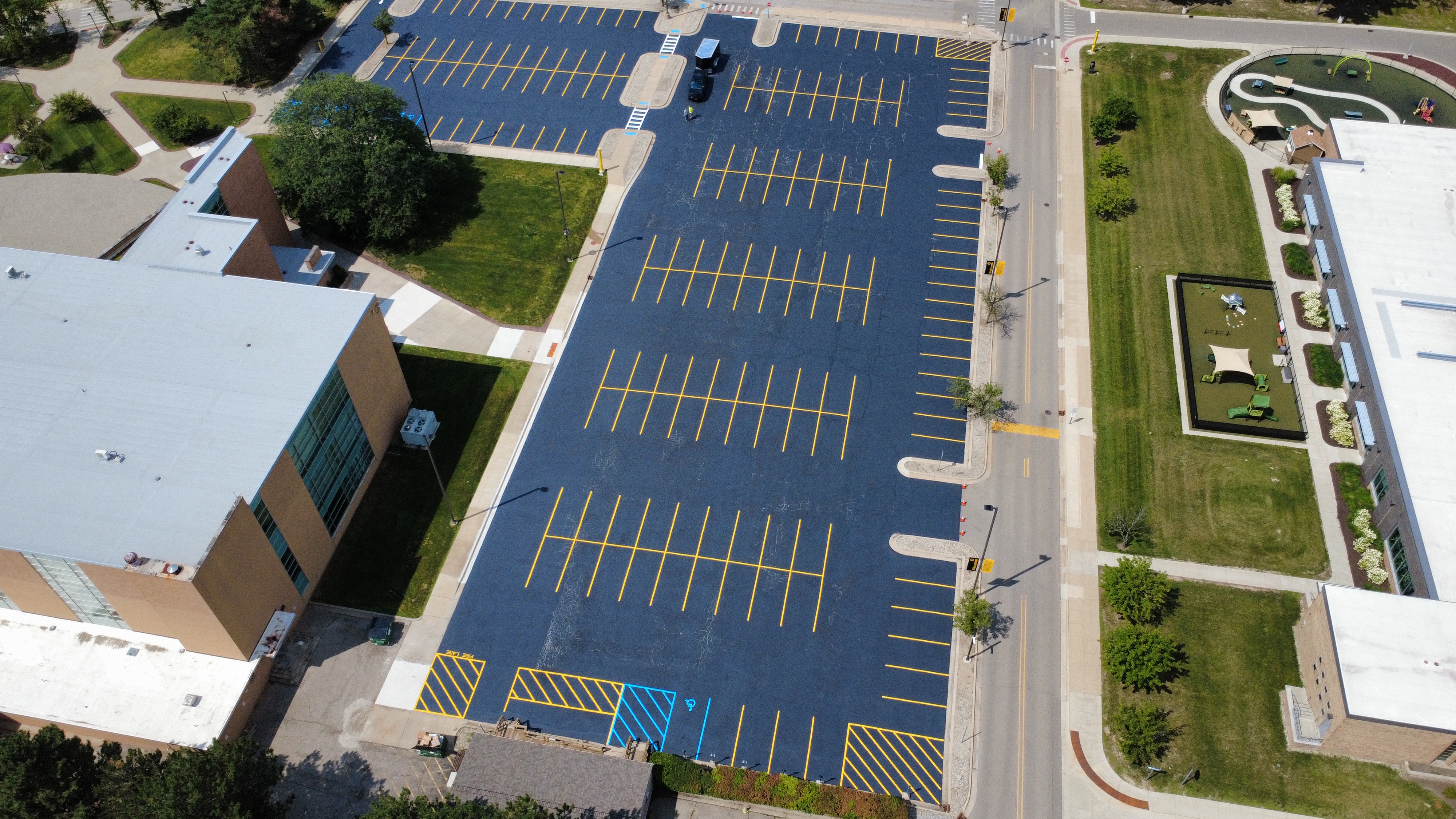 Mott College parking lot striping