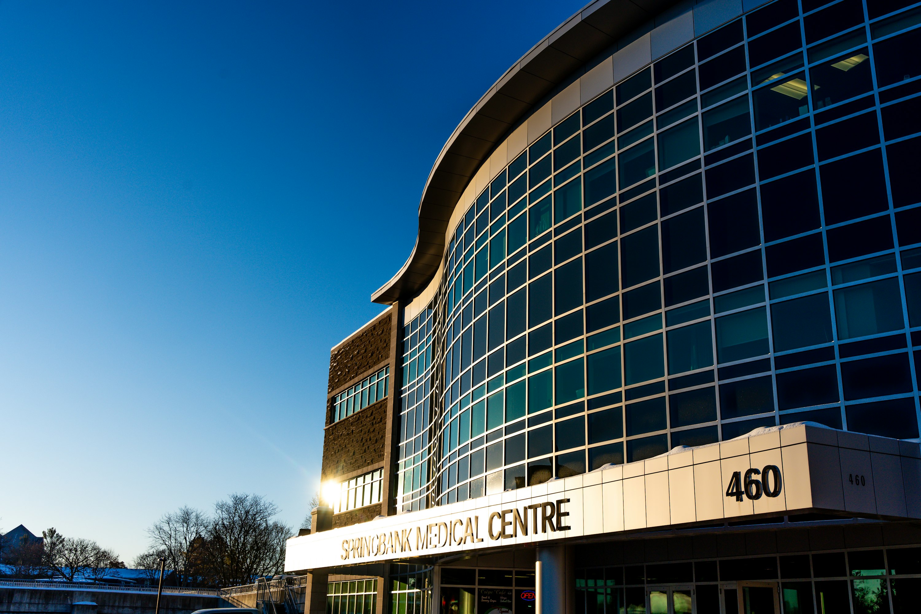 Modern medical centre building with glass facade